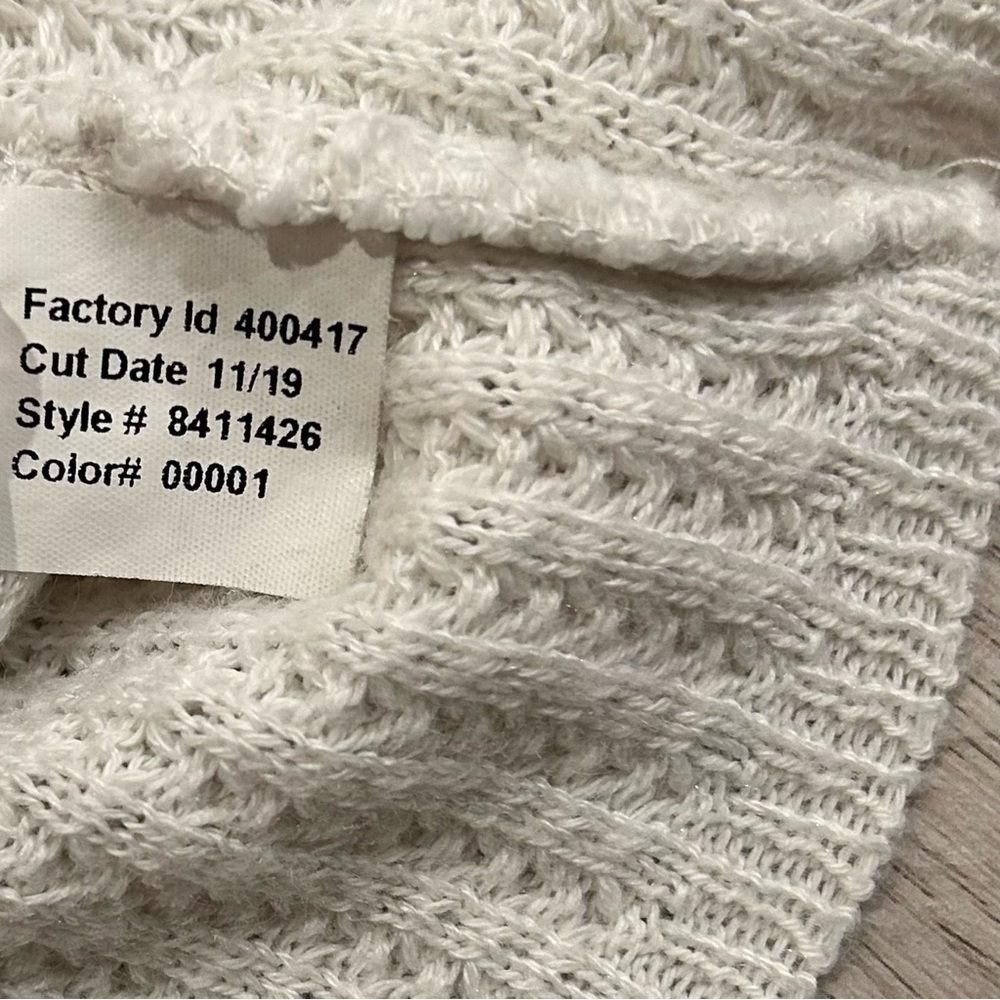Express White Open Front Waffle Knit Tapered Sleeve Cardigan Sweater Size S - Picture 5 of 7